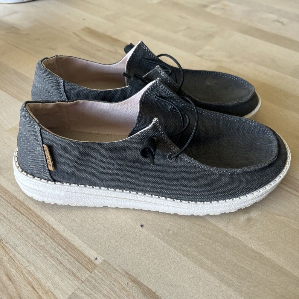 Hey Dude Wendy Women's Shoes Size 8 Chambray Off Black Slip On Casual Loafers
